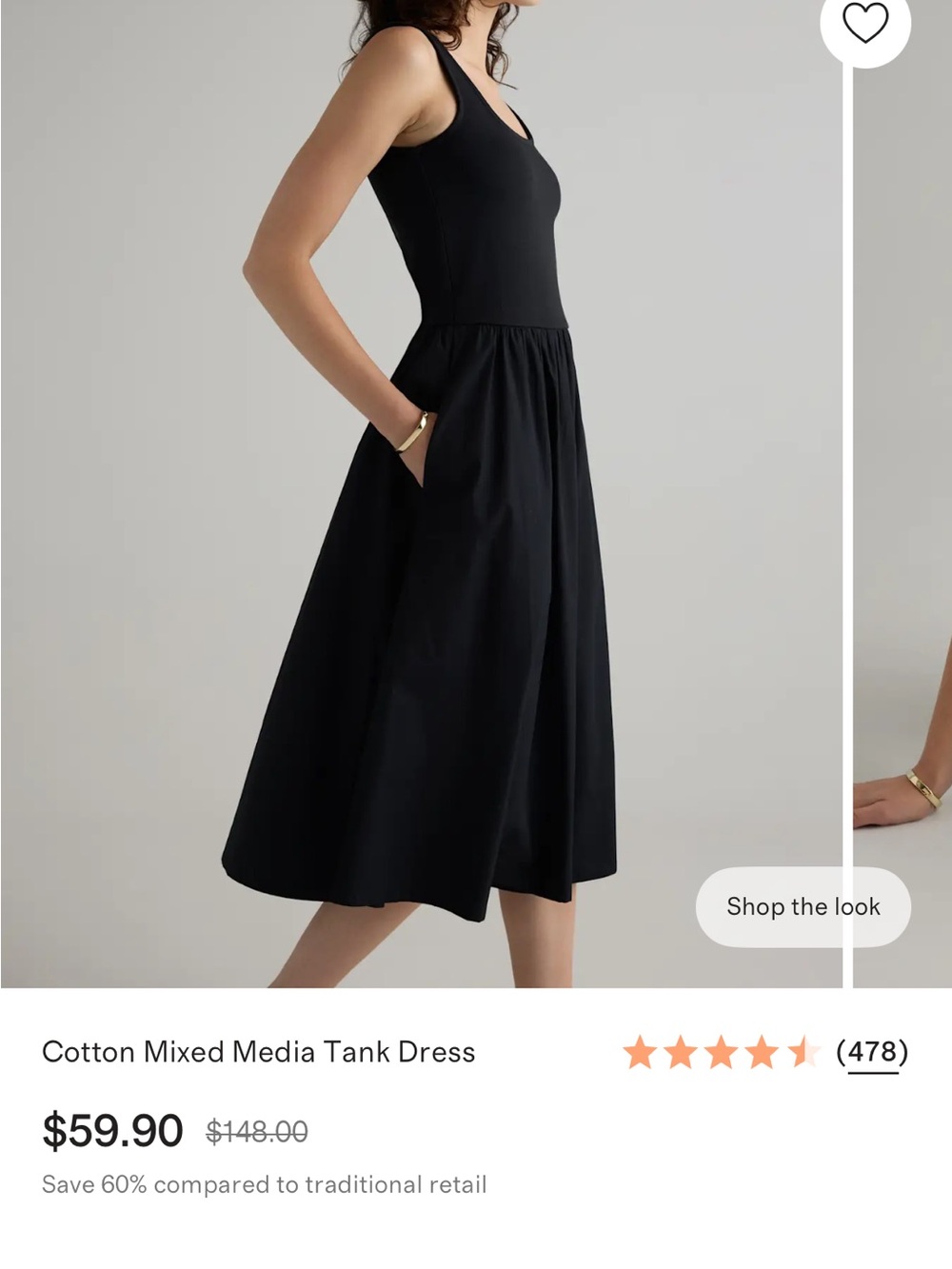 Quince Black Tank Midi Dress NWT - Picture 2 of 10